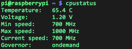 Output of my cpustatus script when the CPU is idle.