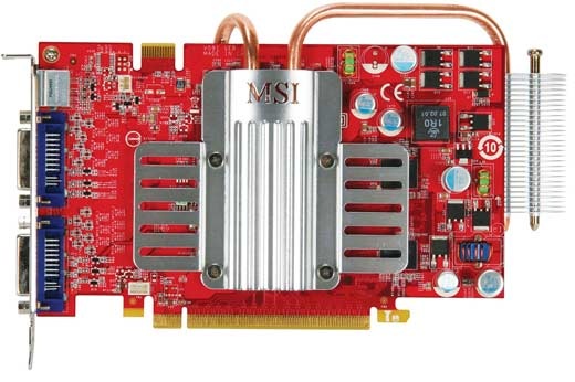 The MSI GeForce 8600 GT graphics card with its heat pipe.