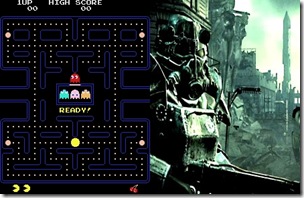 Pac-Man next to a screenshot of Fallout.